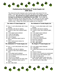 Chattahoochee Elementary 4th grade Supply List