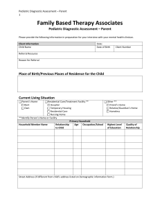 Pediatric Diagnostic Assessment – Parent 1 Family Based Therapy