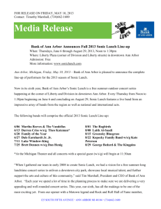 2013 Sonic Lunch Line Up Press Release