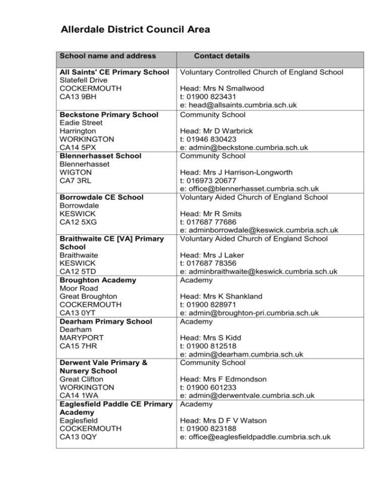 School Name And Address