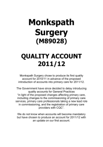 to the Monkspath Surgery Quality Account 2011/2012