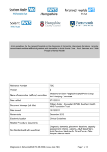 Diagnosis of dementia guidelines