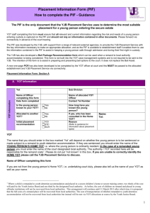 Placement Information Form guidance