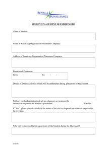 Student Placement Questionnaire Form