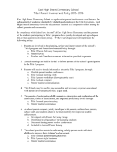 East High Street Elementary School Parent Involvement Policy