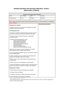 Sample teaching and learning reflection/ review/ observation schedule