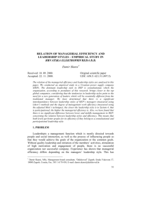 Relation of the managerial efficiency and leadership styles