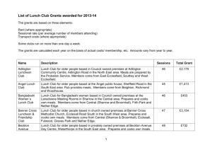 List of Lunch Club Grants 2013-14