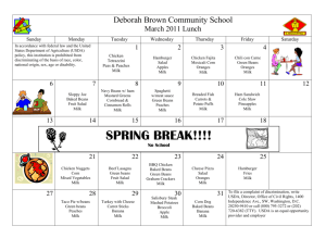 Lunch Calendar - Deborah Brown Community School