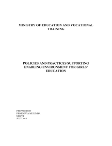 policies and practices supporting enabling environment for girls