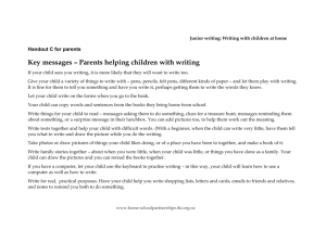 Junior writing: Writing with children at home