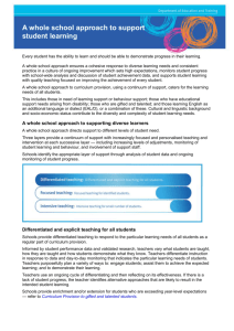 Statement of expectations 2: Curriculum provision to students with