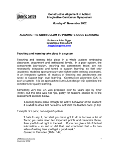 ALIGNING THE CURRICULUM TO PROMOTE GOOD LEARNING