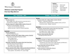 Whitman Leadership Program First Year Map 2013