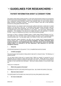 Guidance on Patient Information Sheets and Consent Forms