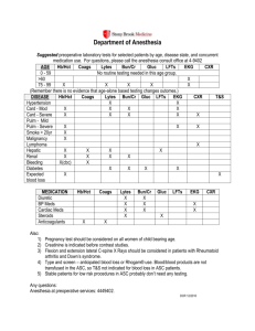 Department of Anesthesia - Guidelines For Pre
