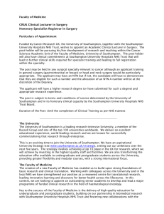 Further Particulars Clinical Lecturer in Surgery