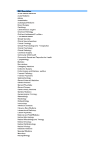 Clinical specialties list