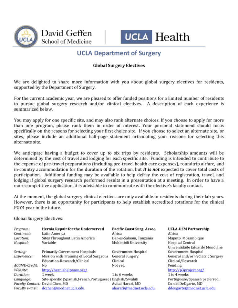 Global Surgery Rotation Application
