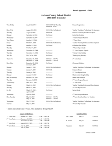 2004-2005 School Calendar - Jackson County School District