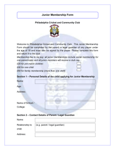 Junior Membership Form - Philadelphia Cricket and Community Club