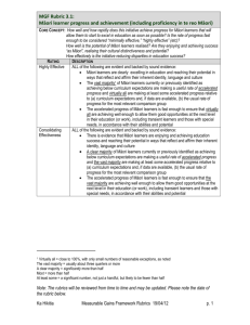 MGF Rubric 3.1: Maori learner progress and achievement (including