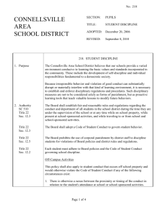 Student Discipline - Connellsville Area School District