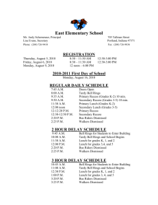 Daily Schedule, Registration Dates, Delay