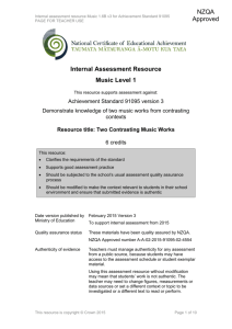 Level 1 Music internal assessment resource