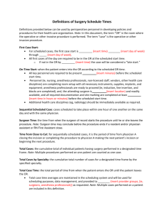 Definitions of Surgery Schedule Times