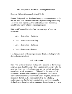Kirkpatrick`s Four-Level Model of Training Evaluation