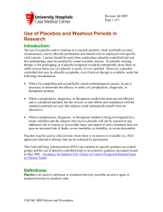 Use of Placebos and Washout Periods in Research