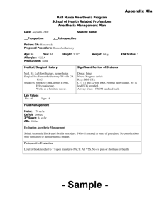 Anesthesia Management Plan