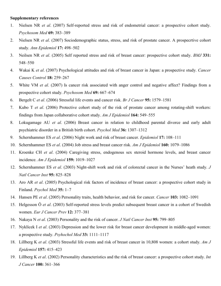 Does Psychosocial Stress Contribute To Cancer Incidence