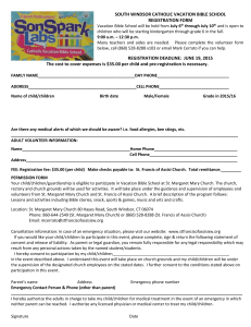 Vacation Bible School will be held from July 9th through July 13th