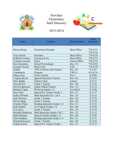 Newfane Elementary Staff Directory 2013