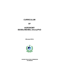 Curriculum of Agronomy BS/BSC /MS/MSc (Hons)/PhD (Revised