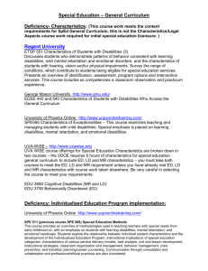 Special Education General Curriculum (typically ED, LD & MR)