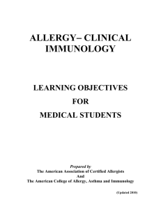 Allergy/Clinical Immunology Learning Objectives for Medical