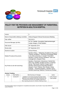 Parenteral Nutritional Support management in hospitalised adult