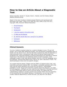 How to Use an Article About a Diagnostic Test