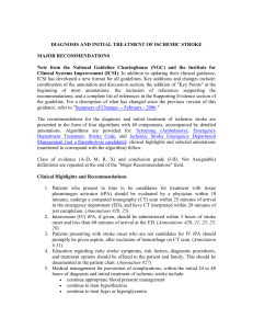 DIAGNOSIS AND INITIAL TREATMENT OF ISCHEMIC STROKE