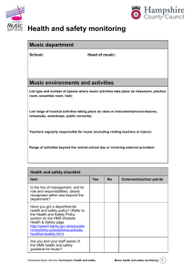 Monitoring form for conducting an audit of health and safety in music