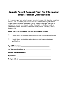 Sample Parent Request Form for Information about Teacher