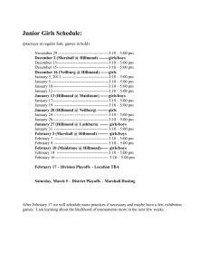 Junior Girls Schedule (including Practices)