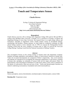 Touch and Temperature Senses - Department of Ecology, Evolution