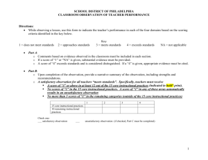 Unsatisfactory Observation/Unsatisfactory Rating of Teacher