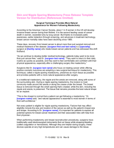 Skin and Nipple Sparing Mastectomy Press Release Template