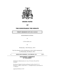 order paper of the honourable the senate