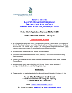Bursary to attend the - Blas – International Summer School of Irish